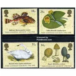 4 عدد تمبر انجمن دیرینه شناسی - انگلیس 1988