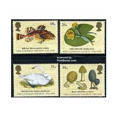 4 عدد تمبر انجمن دیرینه شناسی - انگلیس 1988