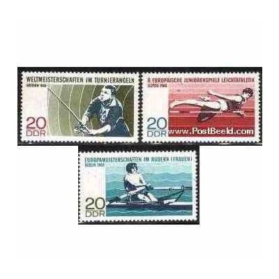 3 عدد تمبر بازیهای ورزشی اروپائی - جمهوری دموکراتیک آلمان 1968