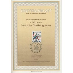 برگه اولین روز انتشار تمبر صدمین سالگرد کنگره ورق بازی - جمهوری فدرال آلمان 1986