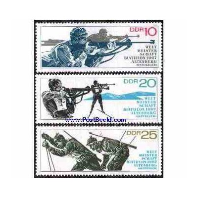 3 عدد تمبر ورزش اسکی با اسلحه - جمهوری دموکراتیک آلمان 1967