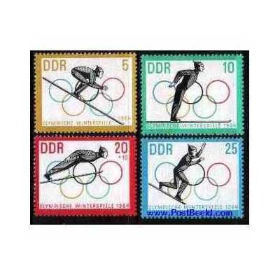4 عدد تمبر بازیهای المپیک زمستانی - جمهوری دموکراتیک آلمان 1963