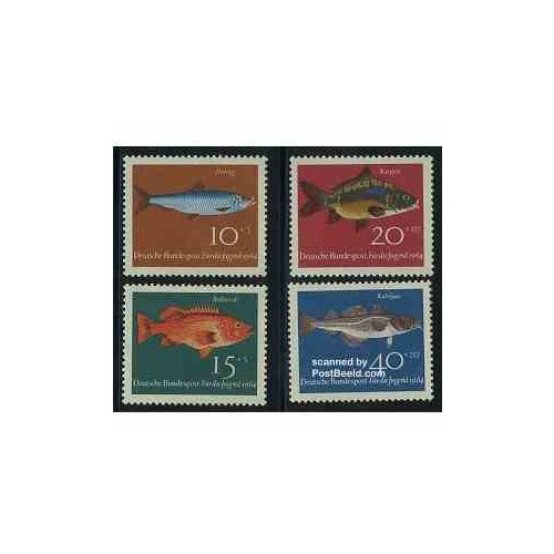 4 عدد تمبر جوانان - ماهیها - جمهوری فدرال آلمان 1964