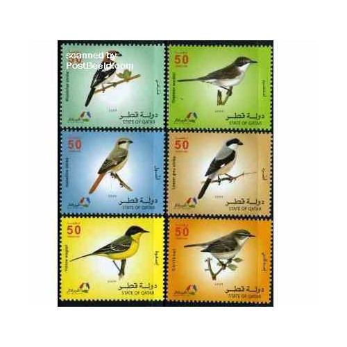 6 عدد تمبر پرندگان - قطر 2009