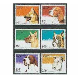 5 عدد تمبر سگها - بنین 1995 