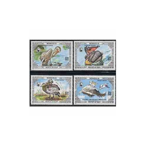 4 عدد تمبر پلیکان - مغولستان 1986