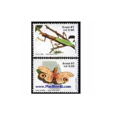 دو عدد تمبر حشرات - برزیل 1987 