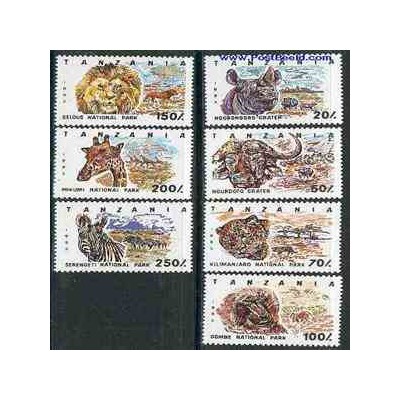 7 عدد تمبر پارک ملی سرنگتی - تانزانیا 1993