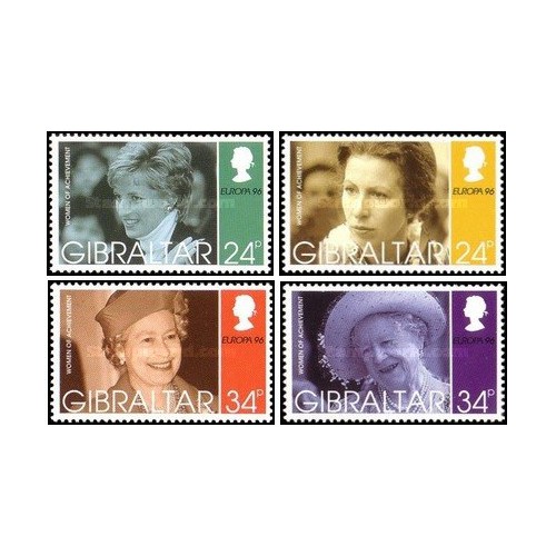 4 عدد تمبر مشترک اروپا - Europa Cept- زنان مشهور - جبل الطارق 1996