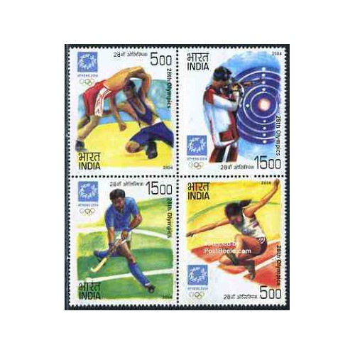 4 عدد تمبر المپیک آتن - هندوستان 2004 