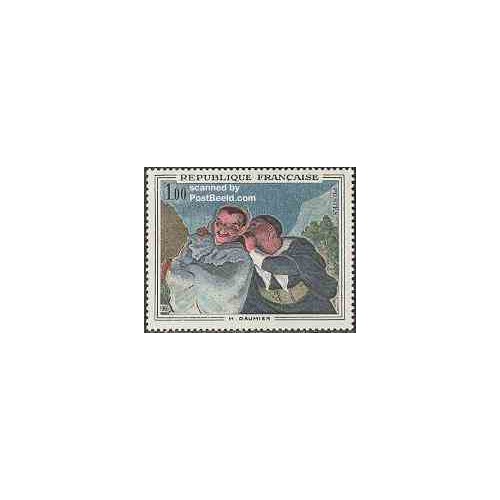 1 عدد تمبر تابلو اثر دائومیر - فرانسه 1966