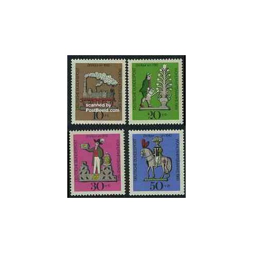 4 عدد تمبر جوانان - اسباب بازیهای حلبی - جمهوری فدرال آلمان 1969