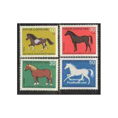 4 عدد تمبر جوانان - اسبها - برلین آلمان 1969