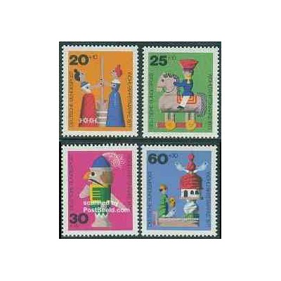 4 عدد تمبر رفاه اجتماعی - اسباب بازیهای چوبی - جمهوری فدرال آلمان 1971