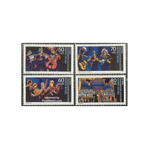 4 عدد تمبر رفاه جوانان - موزیک - برلین آلمان 1988 قیمت 8 دلار