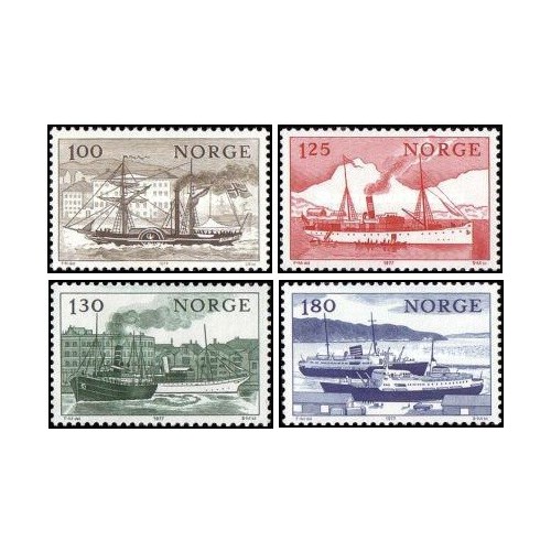4 عدد تمبر تجارت ساحلی نروژ - نروژ 1977
