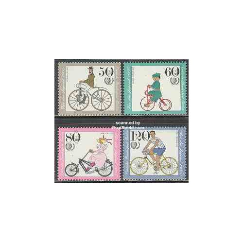 4 عدد تمبر جوانان - دوچرخه ها - برلین آلمان 1985 قیمت 8.7 دلار