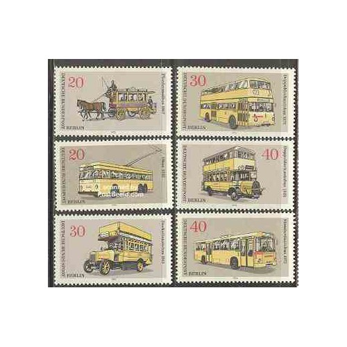6 عدد تمبر حمل و نقل خیابانی - اتوبوسها - برلین آلمان 1973