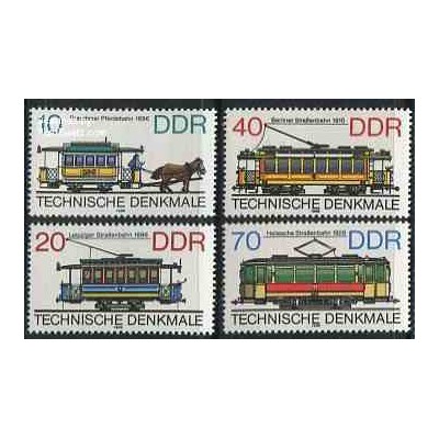 4 عدد تمبر ترامواها - جمهوری دموکراتیک آلمان 1986