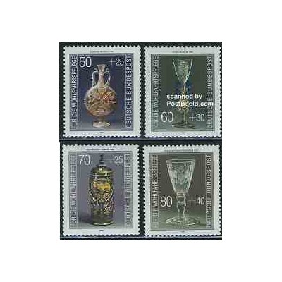 4 عدد تمبر رفاه اجتماعی - هنر شیشه گری - جمهوری فدرال آلمان 1986