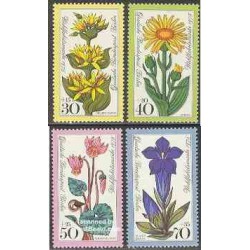 4 عدد تمبر رفاه اجتماعی - گلها - برلین آلمان 1975