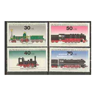 4 عدد تمبر جوانان - لوکوموتیوها - برلین آلمان 1975