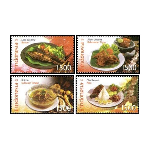 4 عدد تمبر غذاهای سنتی اندونزی- B-اندونزی 2008