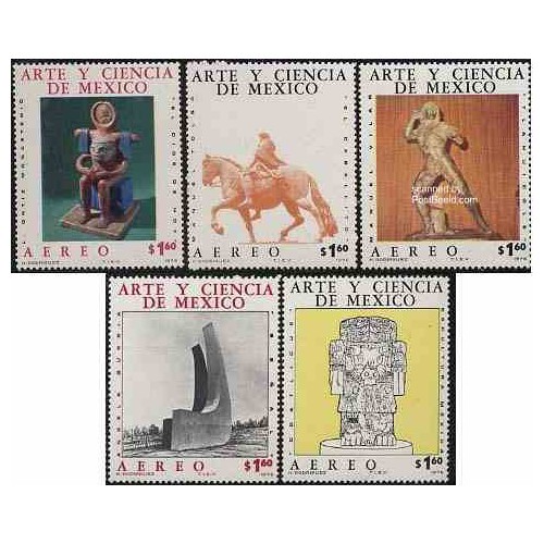 5 عدد تمبر آثار هنری - مکزیک 1976