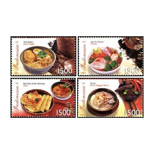 4 عدد تمبر غذاهای سنتی اندونزی- B-اندونزی 2007