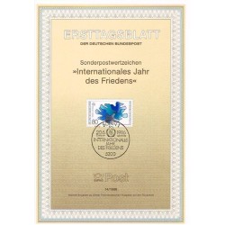 برگه اولین روز انتشار تمبر سال جهانی صلح- جمهوری فدرال آلمان 1986
