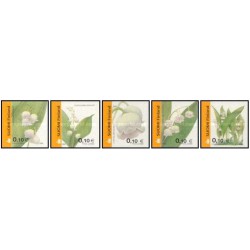 5 عدد تمبر سری پستی گلها - زنبق دره- 0.1 - خود چسب - B-فنلاند 2002
