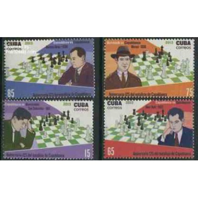 4 عدد تمبر شطرنج - کازابلانکا - کوبا 2013