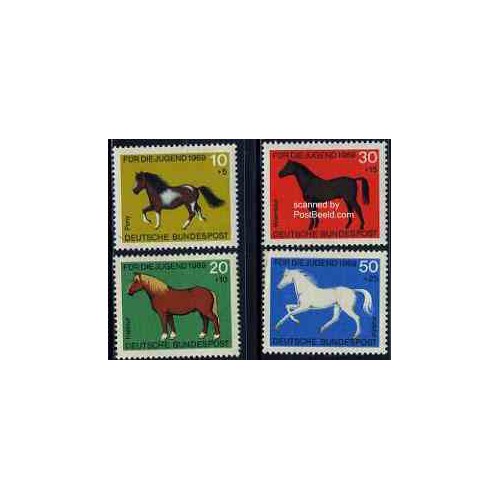 4 عدد تمبر جوانان  -  اسبها - جمهوری فدرال آلمان 1969