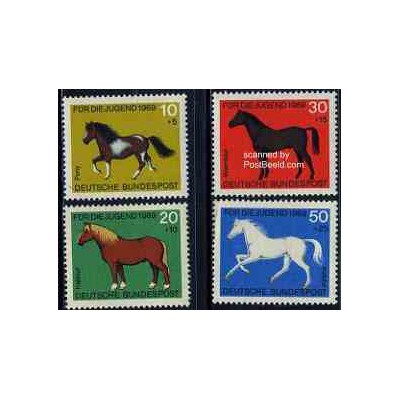 4 عدد تمبر جوانان  -  اسبها - جمهوری فدرال آلمان 1969
