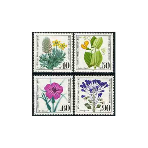 4 عدد تمبر رفاه اجتماعی - گلها - جمهوری فدرال آلمان 1980