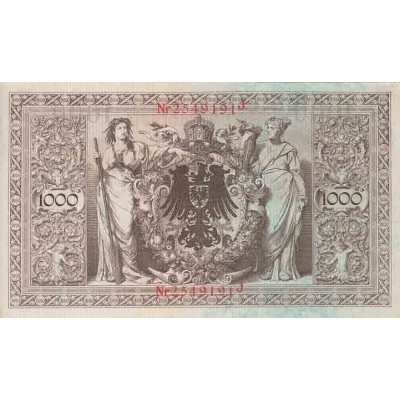 اسکناس 1000 مارک - آلمان 1910 سریال و شماره قرمز - سفارشی