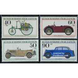 4 عدد تمبر جوانان - اتومبیلها - بنز ، مرسدس ، اپل ، هانومگ1982