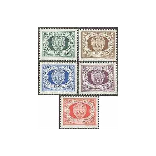 5 عدد تمبر یکصدمین سال تمبر - سان مارینو 1977