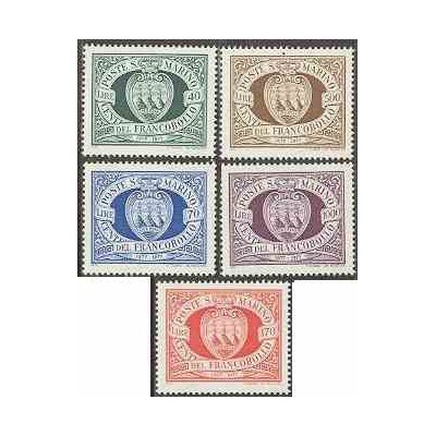 5 عدد تمبر یکصدمین سال تمبر - سان مارینو 1977