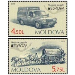 2 عدد تمبر  مشترک اروپا - Europa Cept - وسایل نقلیه پستی- مولداوی 2013 قیمت 6.2 دلار