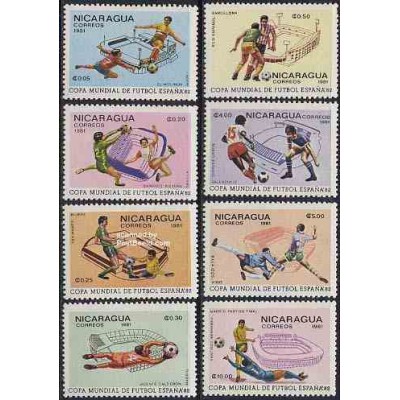 8 عدد تمبر جام جهانی فوتبال اسپانیا - نیکاراگوئه 1981