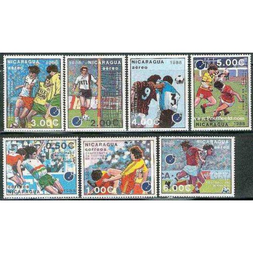 7 عدد تمبر فوتبال جام ملتهای اروپا - نیکاراگوئه 1988
