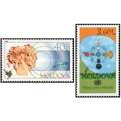2 عدد تمبر سال بین المللی گفتگوی تمدن ها - مولداوی 2001