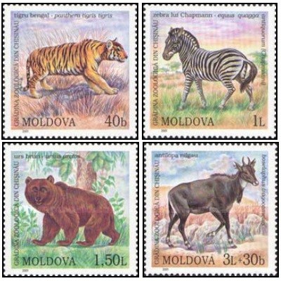 4 عدد تمبر باغ وحش کیشینو - مولداوی 2001