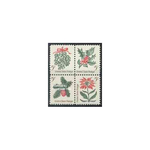 4 عدد تمبر کریستمس - گل و گیاه - آمریکا 1964