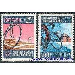 2 عدد تمبر مسابقات قهرمانی دوچرخه سواری - ایتالیا 1968