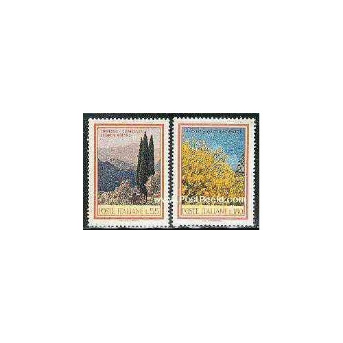 2 عدد تمبر درختان و گلها - ایتالیا 1968