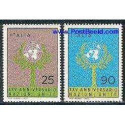 2 عدد تمبر 25 امین سالگرد سازمان ملل - ایتالیا 1970