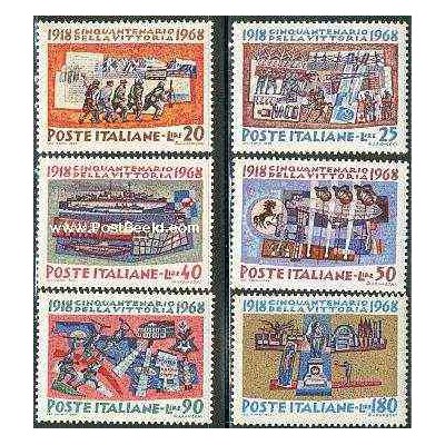 6 عدد تمبر پیروزی سال 1918 - ایتالیا 1968