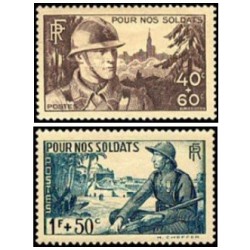 2 عدد تمبر خیریه - برای سربازانمان - فرانسه 1940 کیفیت MN - قیمت4.5 دلار